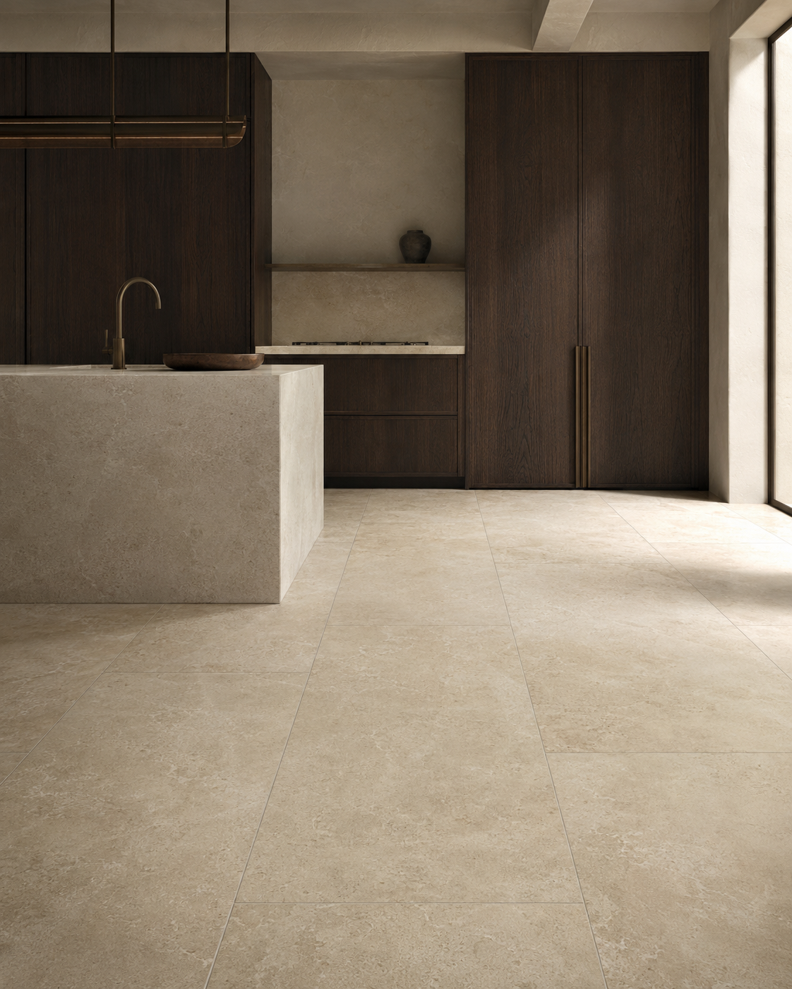 Porcelain flooring in a completed interior